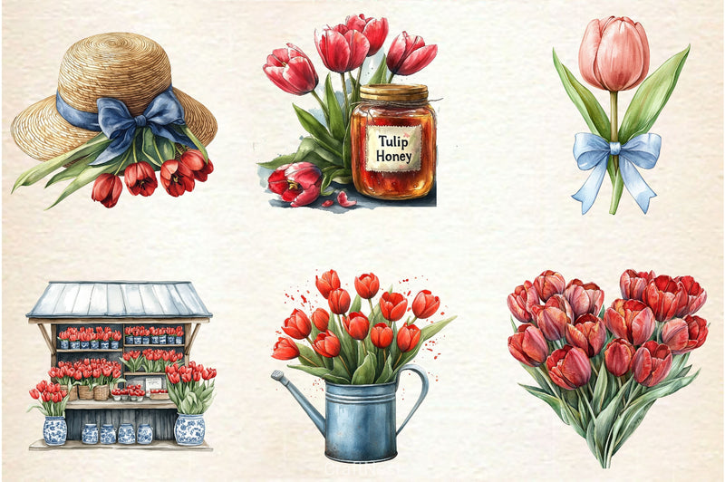 Amsterdam Summer Tulips Clipart Bundle 1 - CraftNest - Digital Crafting and Art