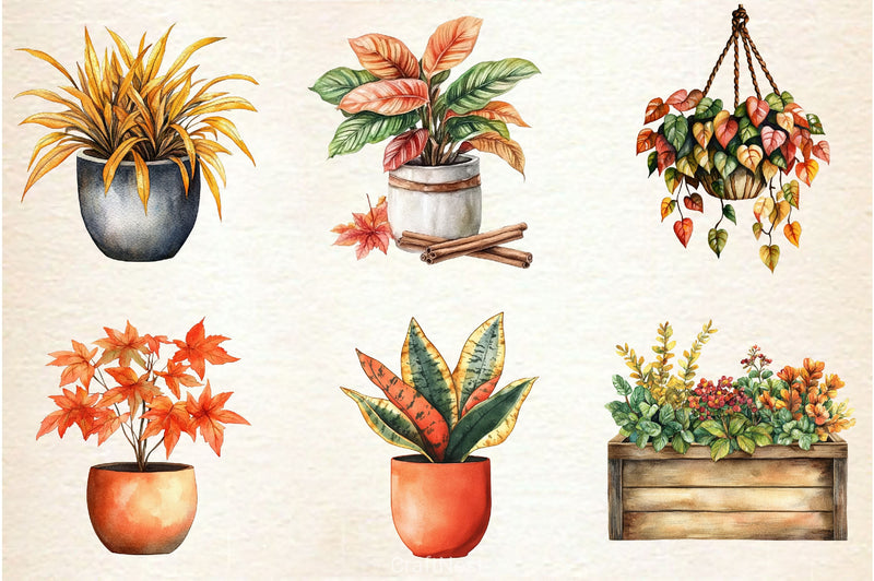 Positive Autumn Houseplant Clipart Bundle 3 - CraftNest - Digital Crafting and Art
