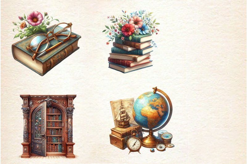 Old Library Clipart Bundle 2 - CraftNest - Digital Crafting and Art