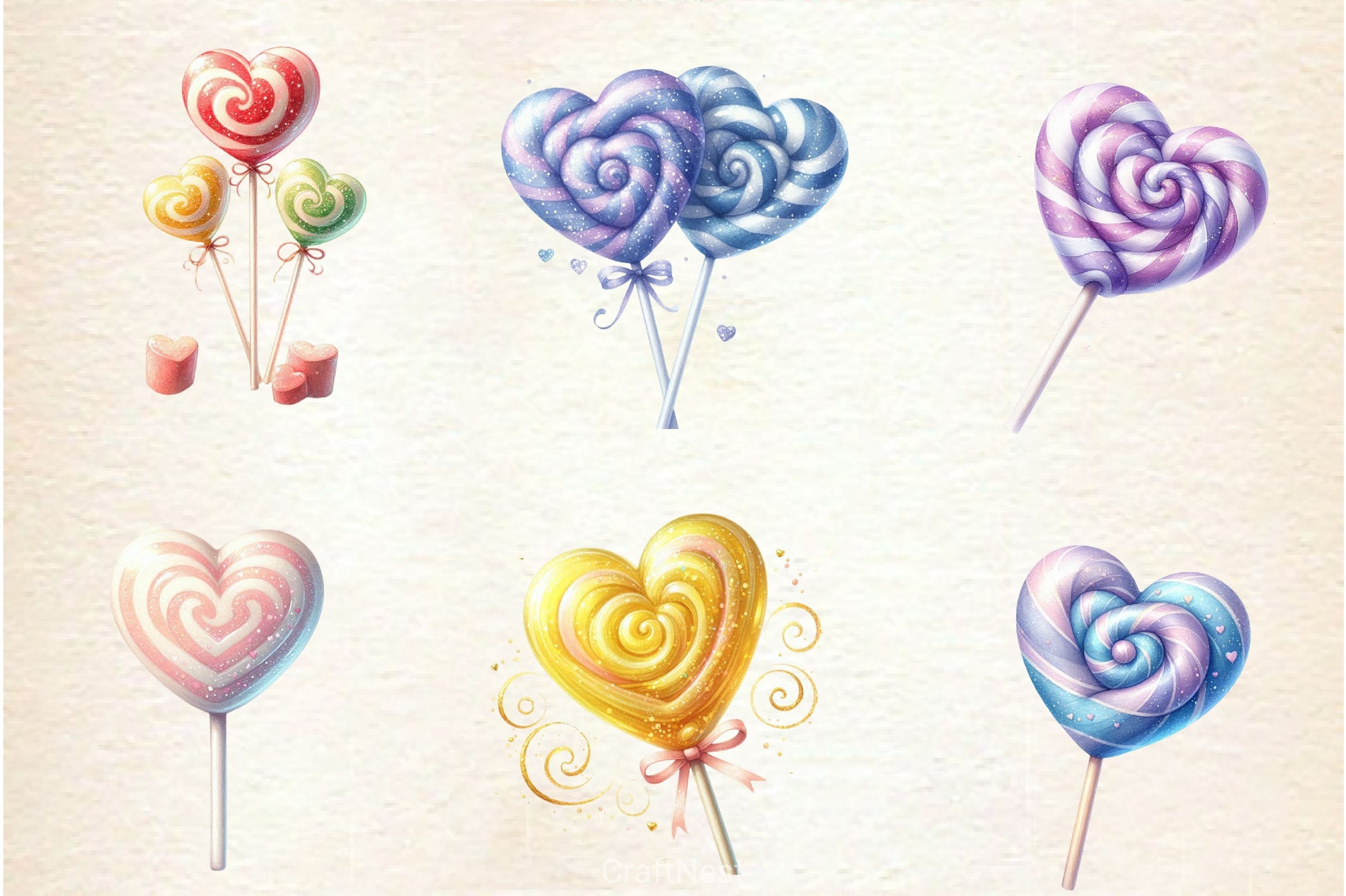 Heart Shaped Lollipops Clipart Bundle - CraftNest - Digital Crafting and Art