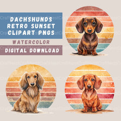 Dachshunds Vintage Sunset Clipart Bundle - CraftNest - Digital Crafting and Art