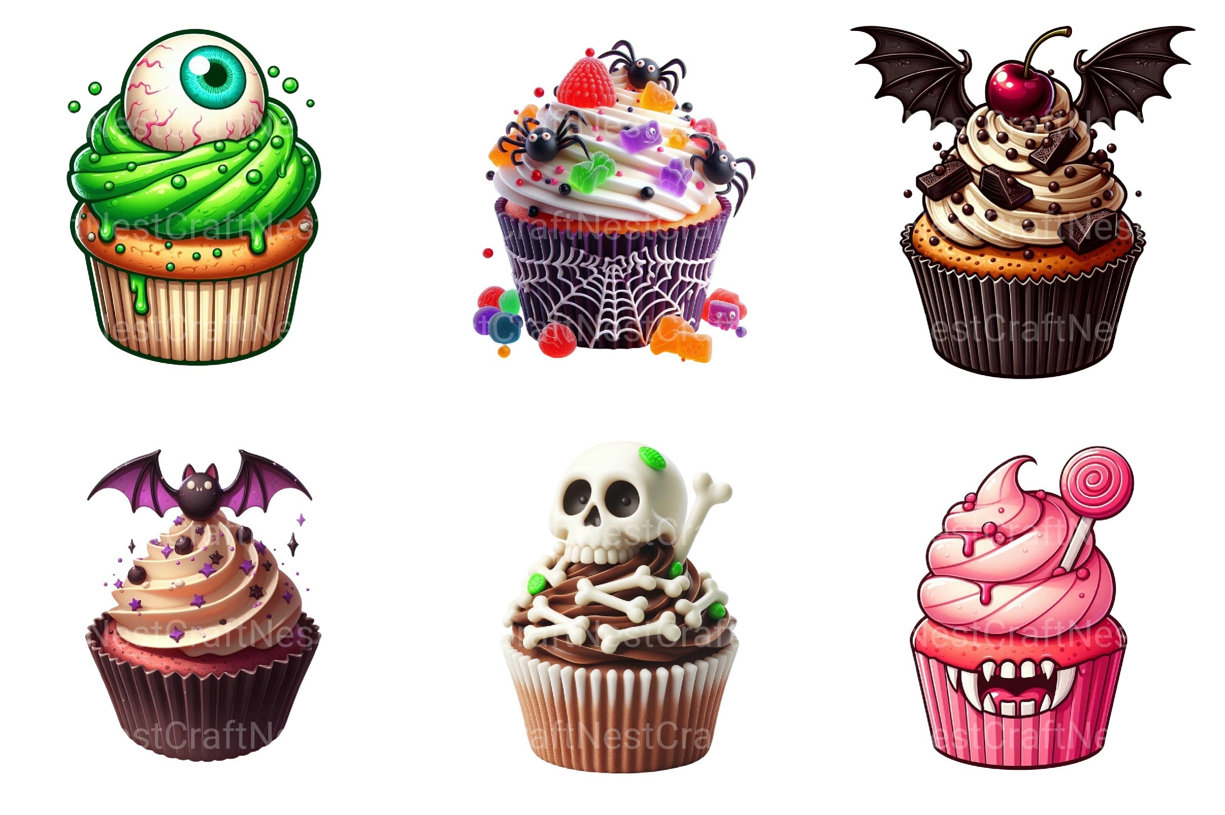 Spooky Sweet Halloween Cupcakes Clipart Bundle - CraftNest - Digital Crafting and Art