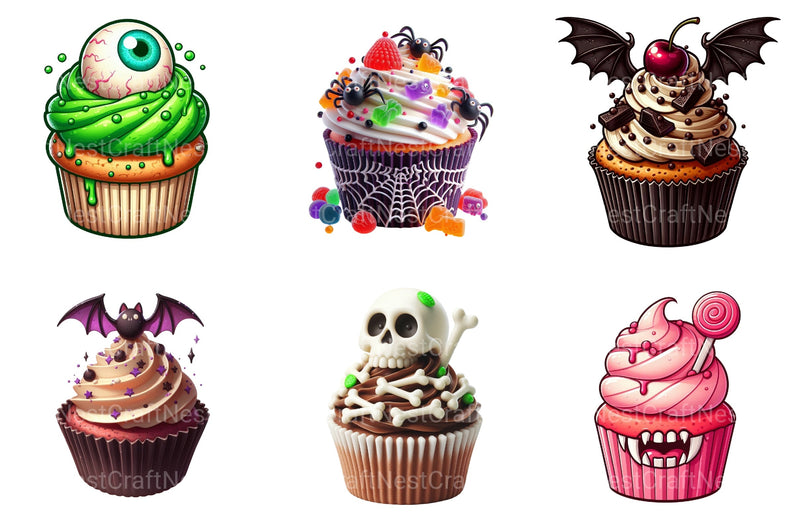 Spooky Sweet Halloween Cupcakes Clipart Bundle - CraftNest - Digital Crafting and Art