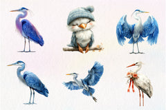 White Stork Heron Clipart Bundle - CraftNest - Digital Crafting and Art