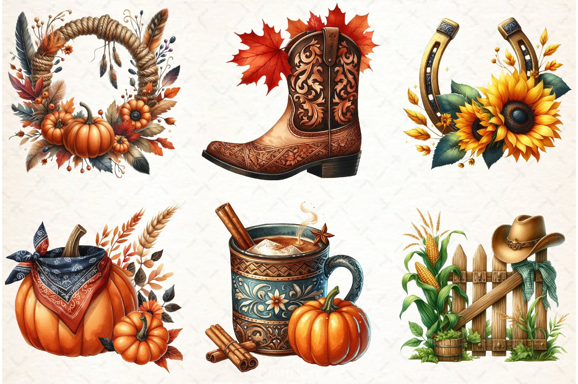 Cowboy Autumn Clipart Bundle - CraftNest - Digital Crafting and Art