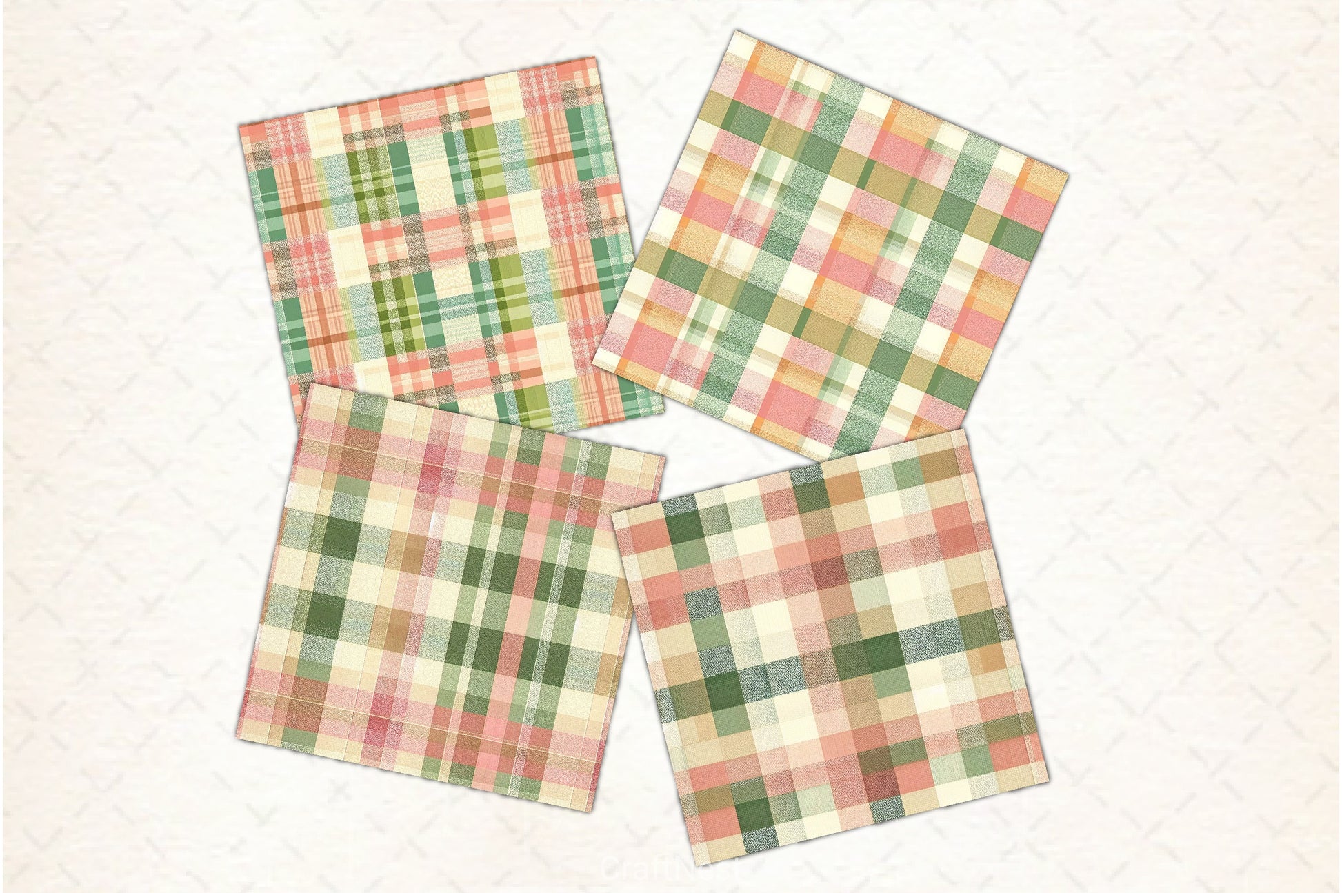 Green Pink Checkered Pattern Digital Paper - CraftNest - Digital Crafting and Art