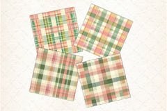 Green Pink Checkered Pattern Digital Paper - CraftNest - Digital Crafting and Art