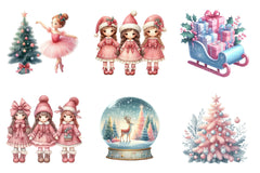 Exquisite Pink Christmas Clipart Bundle: Festive Holiday Charm - CraftNest - Digital Crafting and Art