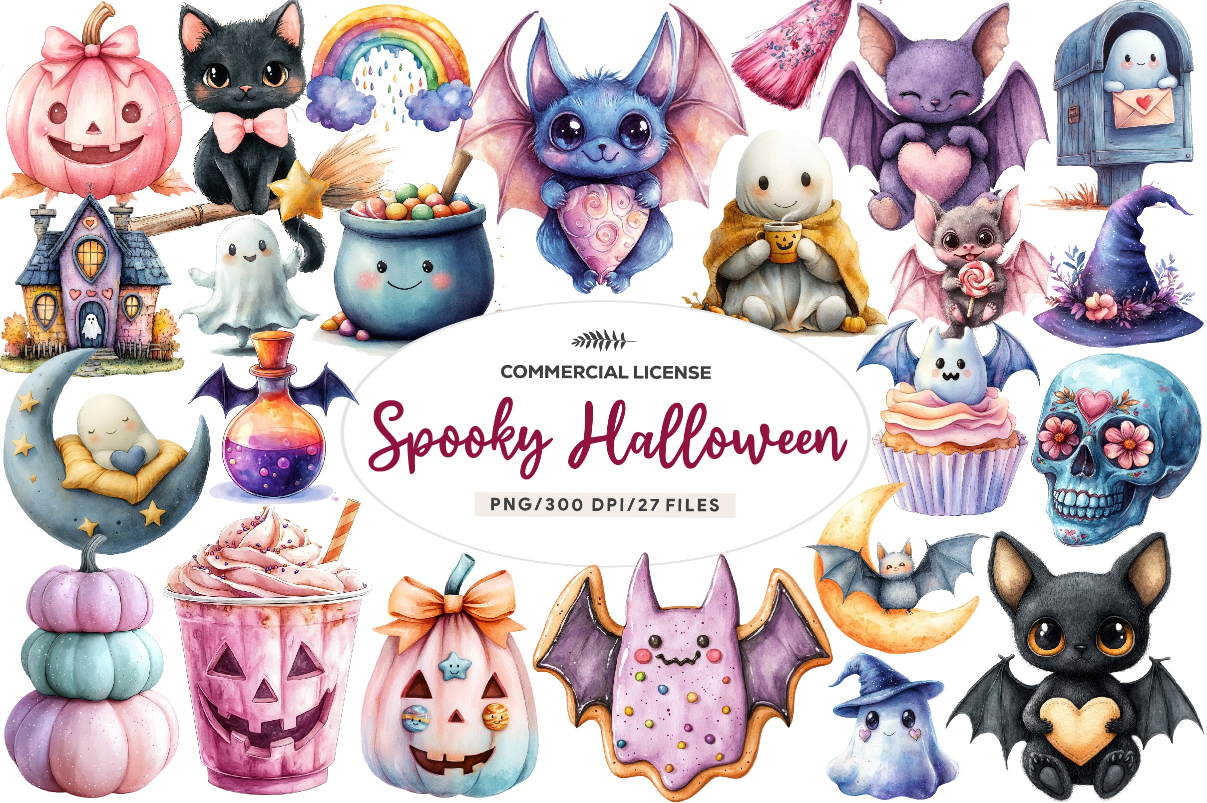 Cute Pastel Spooky Halloween Clipart Bundle - CraftNest - Digital Crafting and Art
