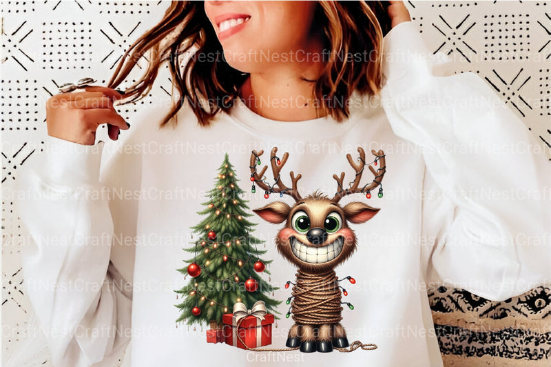 Funny Reindeer Christmas Clipart Bundle 7 - CraftNest - Digital Crafting and Art