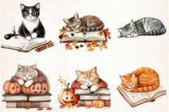 Cat and Book Fall Clipart Bundle - CraftNest - Digital Crafting and Art