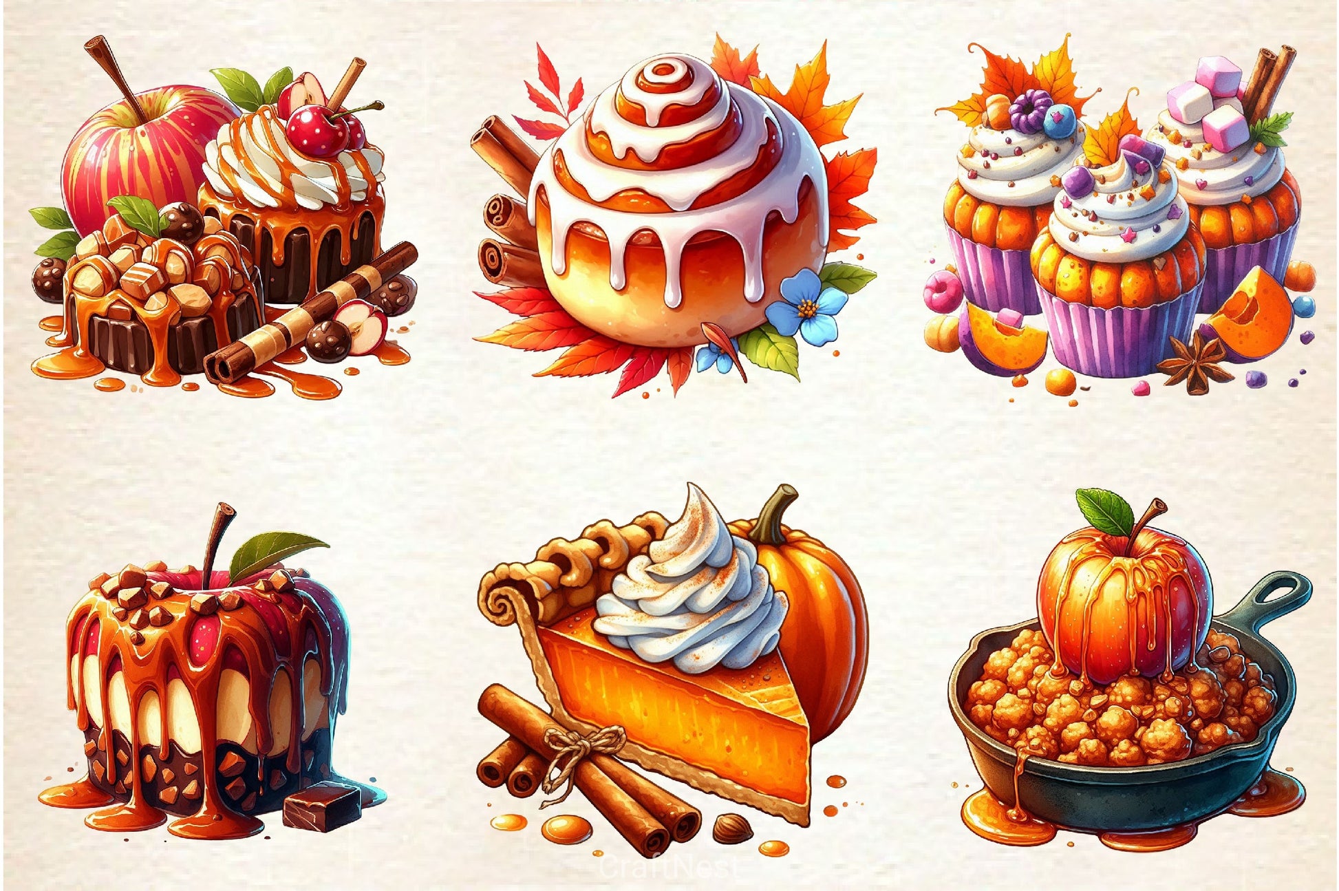 Autumn Dessert Clipart Bundle - CraftNest - Digital Crafting and Art