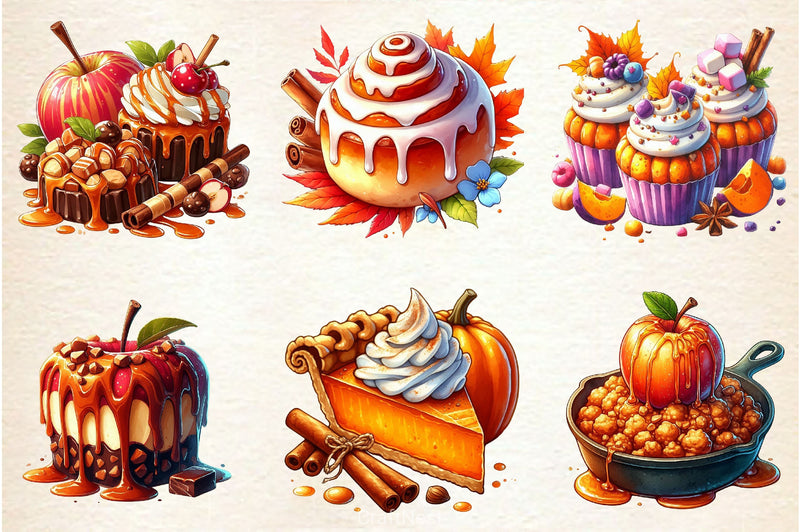 Autumn Dessert Clipart Bundle - CraftNest - Digital Crafting and Art