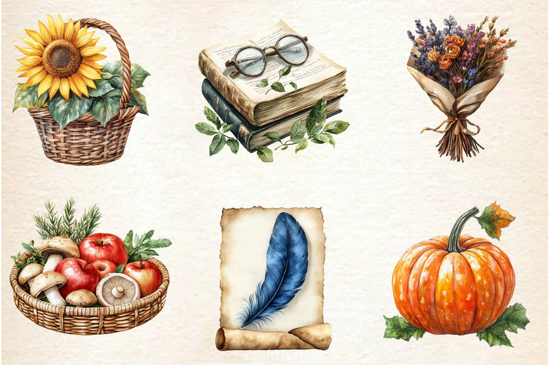 Witch Autumn Picnic Set Clipart Bundle 2 - CraftNest - Digital Crafting and Art