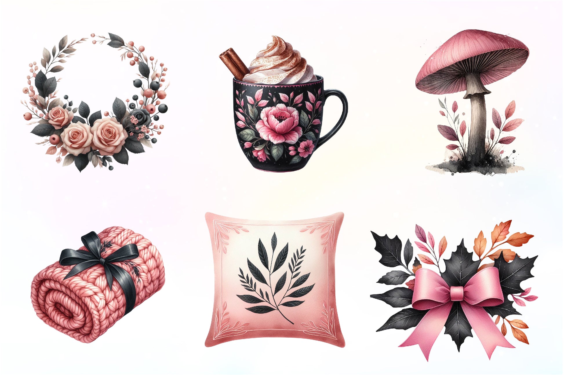 Pink And Black Autumn Clipart Bundle - CraftNest - Digital Crafting and Art