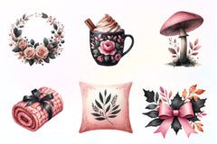 Pink And Black Autumn Clipart Bundle - CraftNest - Digital Crafting and Art