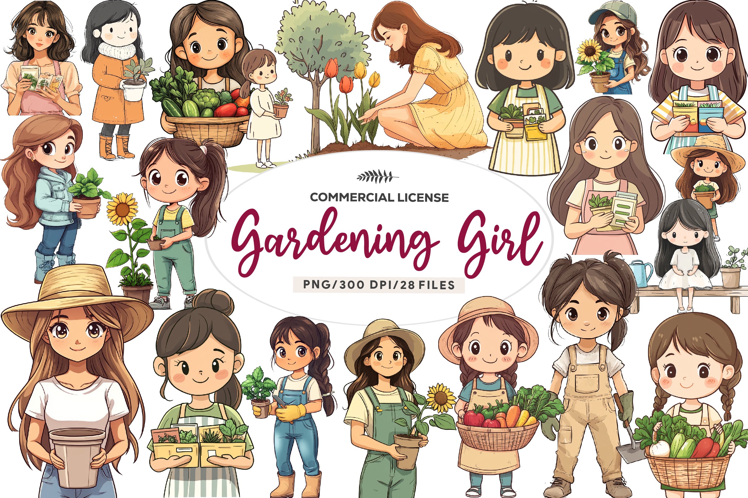 Gardening Girl Clipart Bundle - CraftNest - Digital Crafting and Art