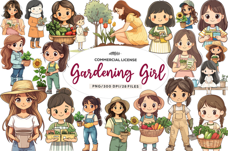 Gardening Girl Clipart Bundle - CraftNest - Digital Crafting and Art