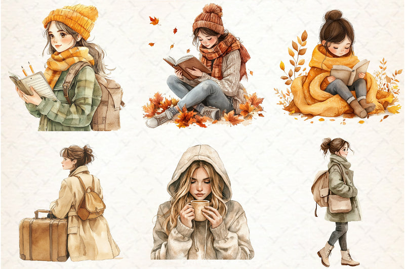 Autumn Girl Clipart Bundle 2 - CraftNest - Digital Crafting and Art