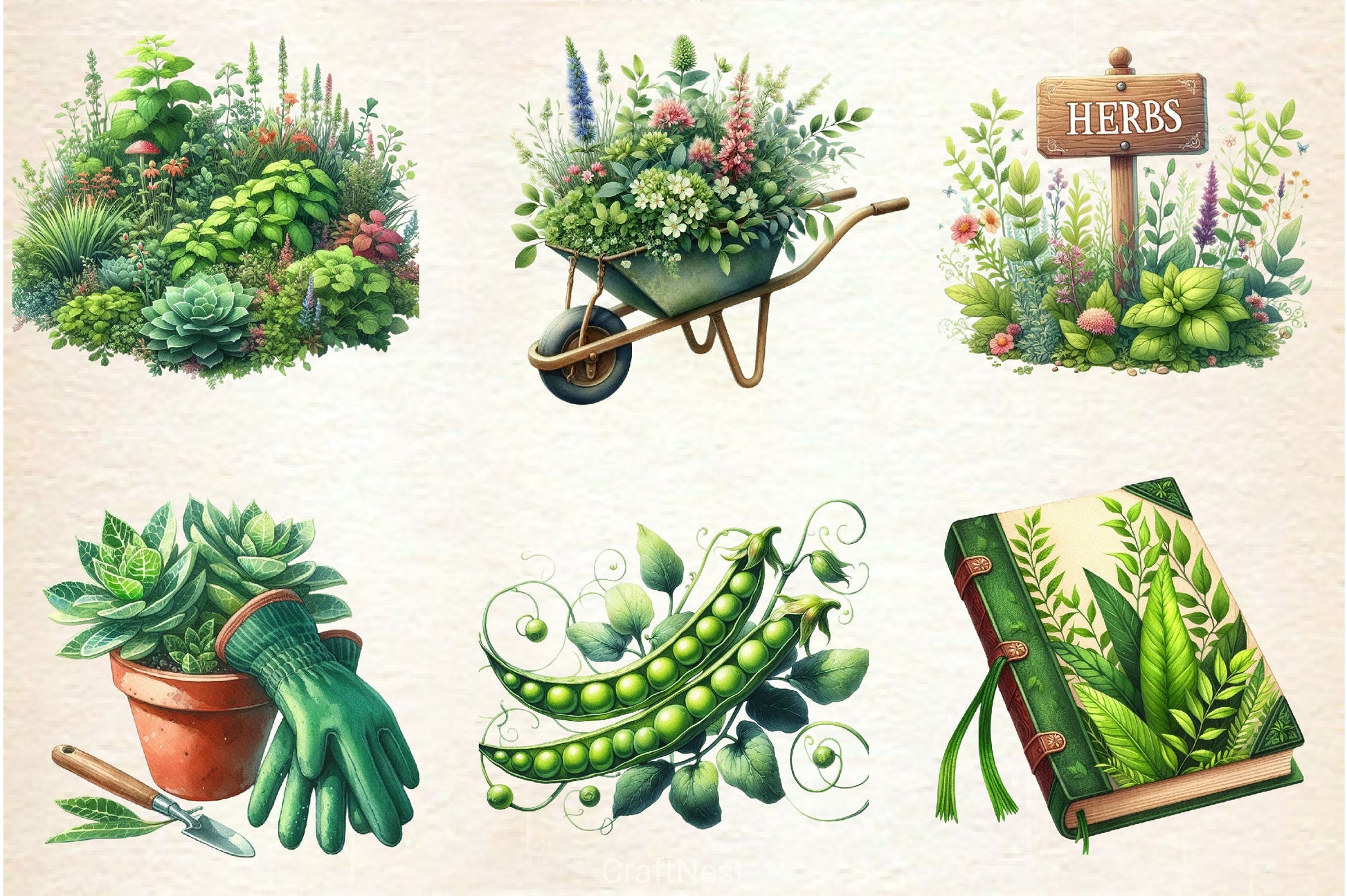 Spring Green Garden Clipart Bundle - CraftNest - Digital Crafting and Art