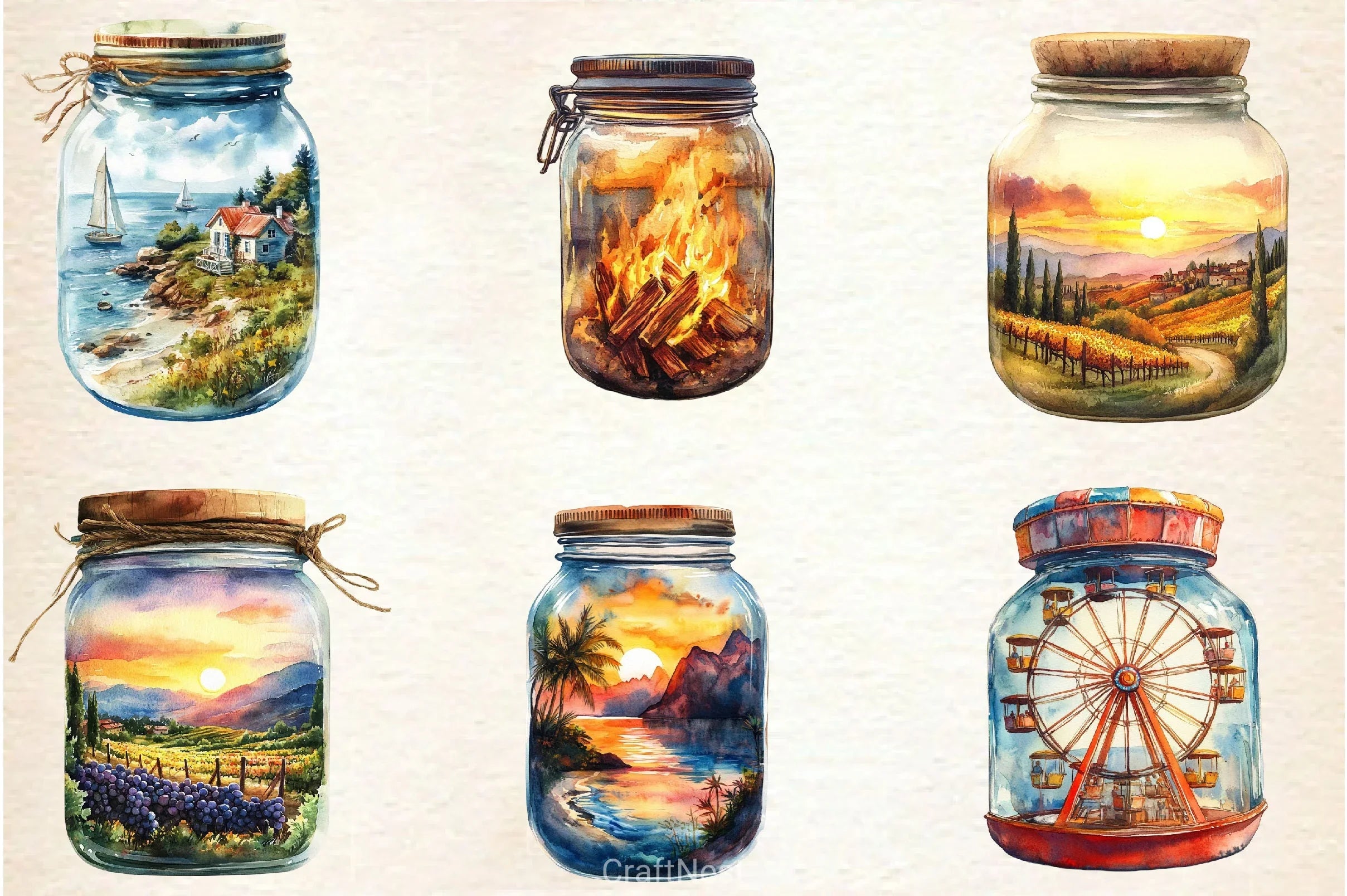 Summer View In Jar Clipart Bundle - CraftNest - Digital Crafting and Art