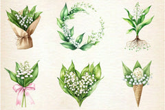 Summer Lily Of The Valley Flower Clipart Bundle - CraftNest - Digital Crafting and Art