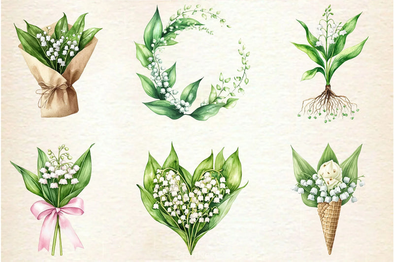 Summer Lily Of The Valley Flower Clipart Bundle - CraftNest - Digital Crafting and Art