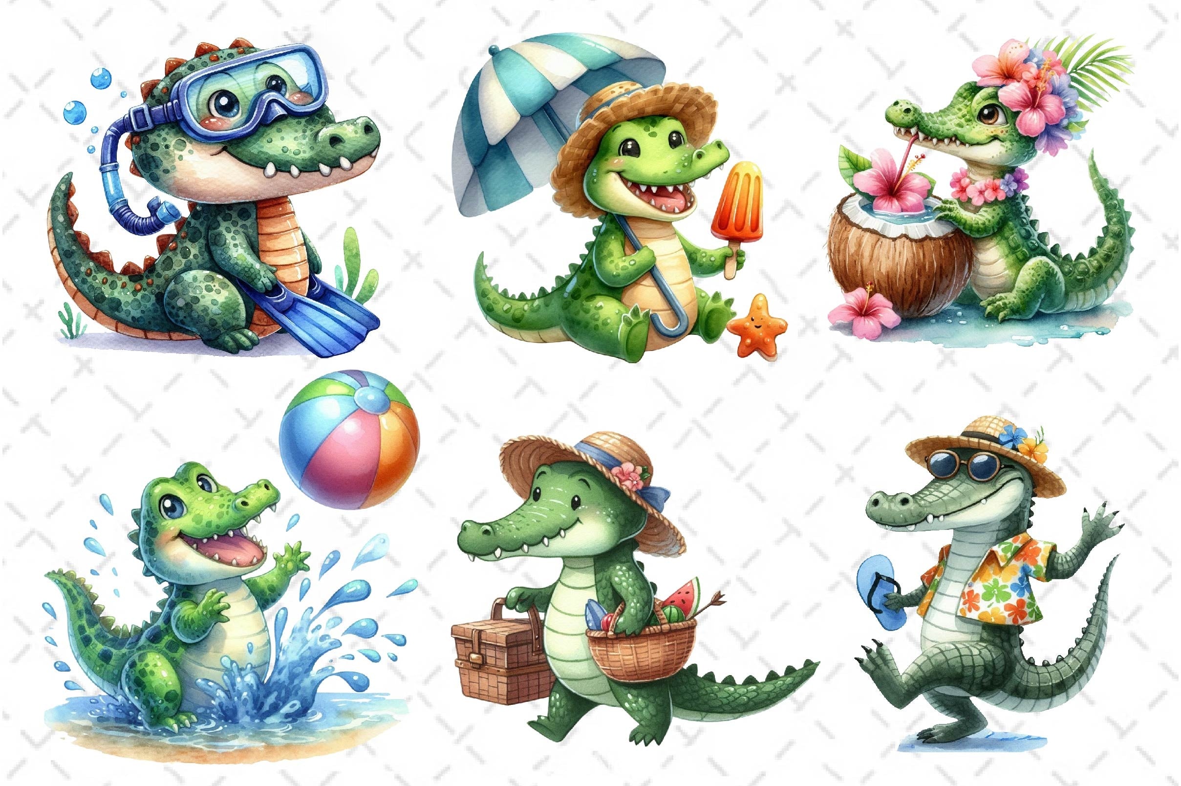Summer Crocodile Clipart Bundle 2 - CraftNest - Digital Crafting and Art