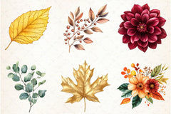 Fall Flowers & Leaves Clipart Bundle - CraftNest - Digital Crafting and Art