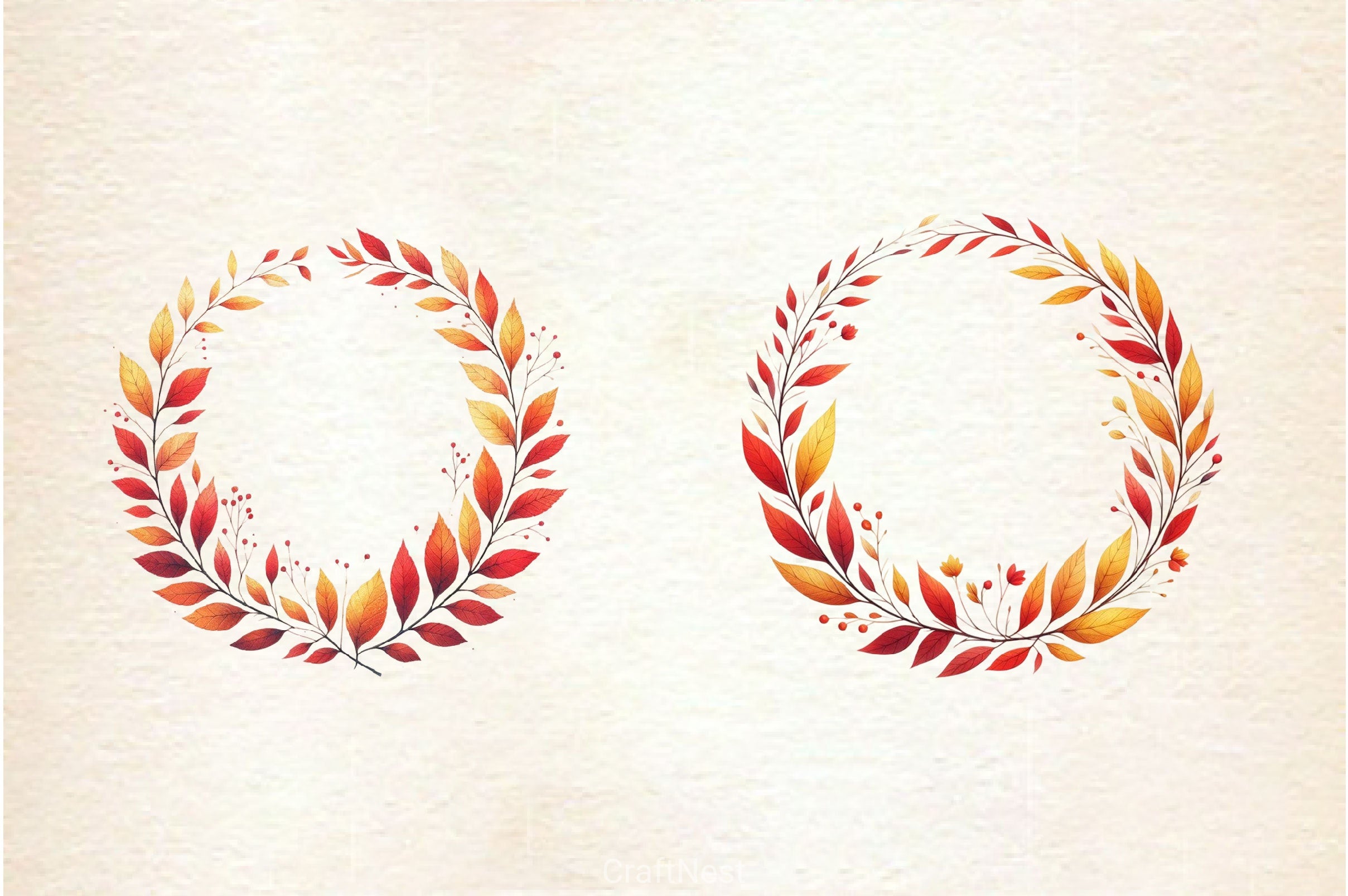 Minimalist Autumn Wreath Clipart Bundle - CraftNest - Digital Crafting and Art