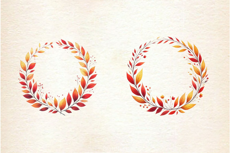 Minimalist Autumn Wreath Clipart Bundle - CraftNest - Digital Crafting and Art