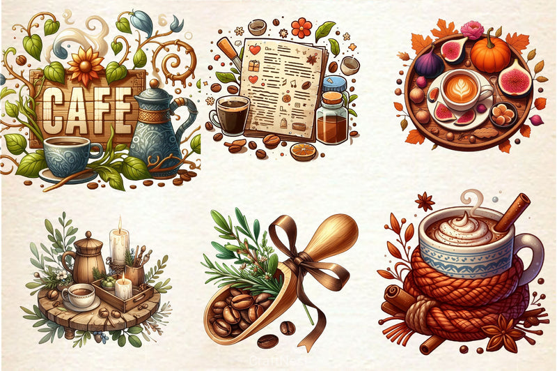 Vintage Autumn Coffee Clipart Bundle 2 - CraftNest - Digital Crafting and Art