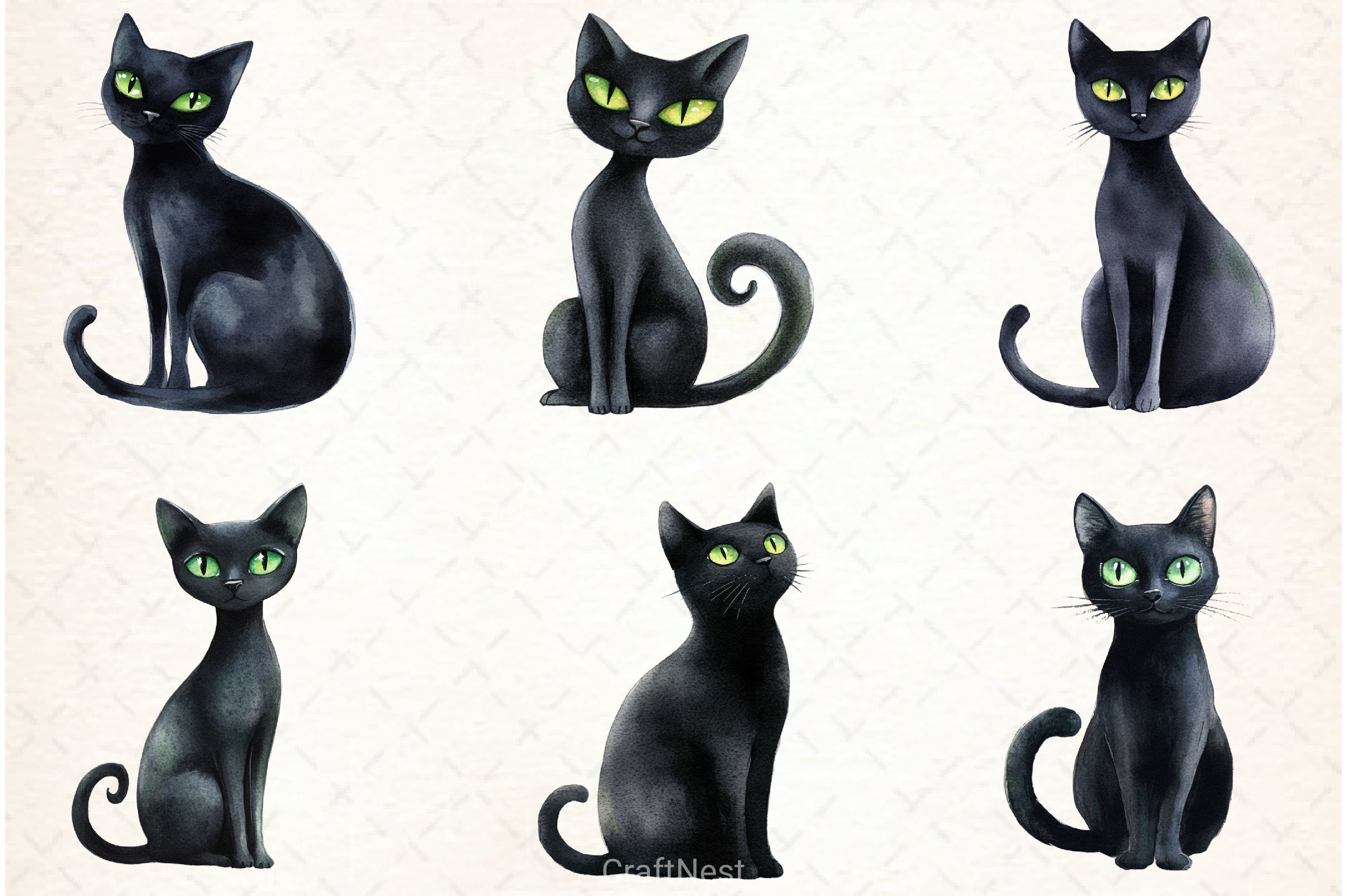 Halloween Black Cat Clipart Bundle 4 - CraftNest - Digital Crafting and Art