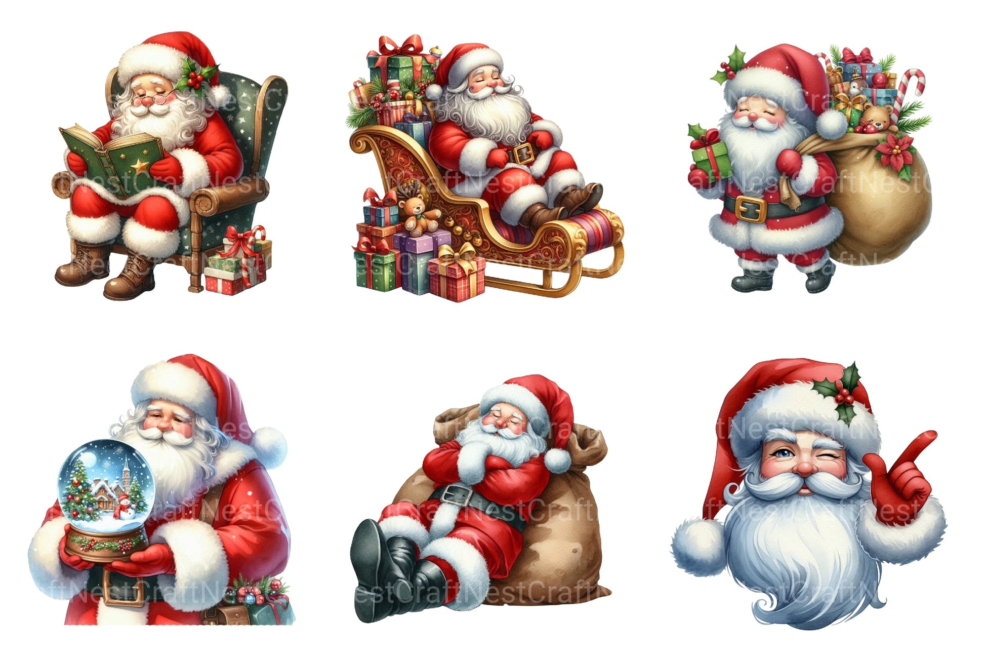 Santa Claus Christmas Clipart Bundle 99 - CraftNest - Digital Crafting and Art