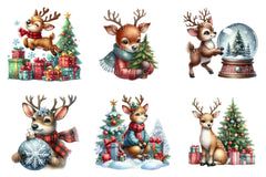 Cute Reindeer & Santa Funny Christmas Clipart Bundle - CraftNest - Digital Crafting and Art