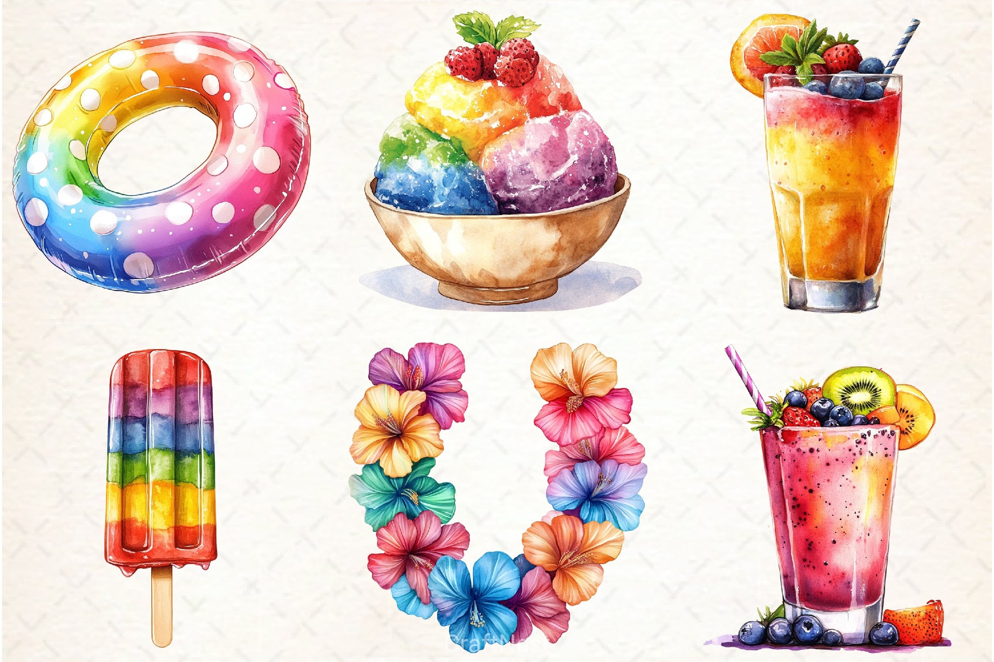 Colorful Summer Clipart Set - CraftNest - Digital Crafting and Art