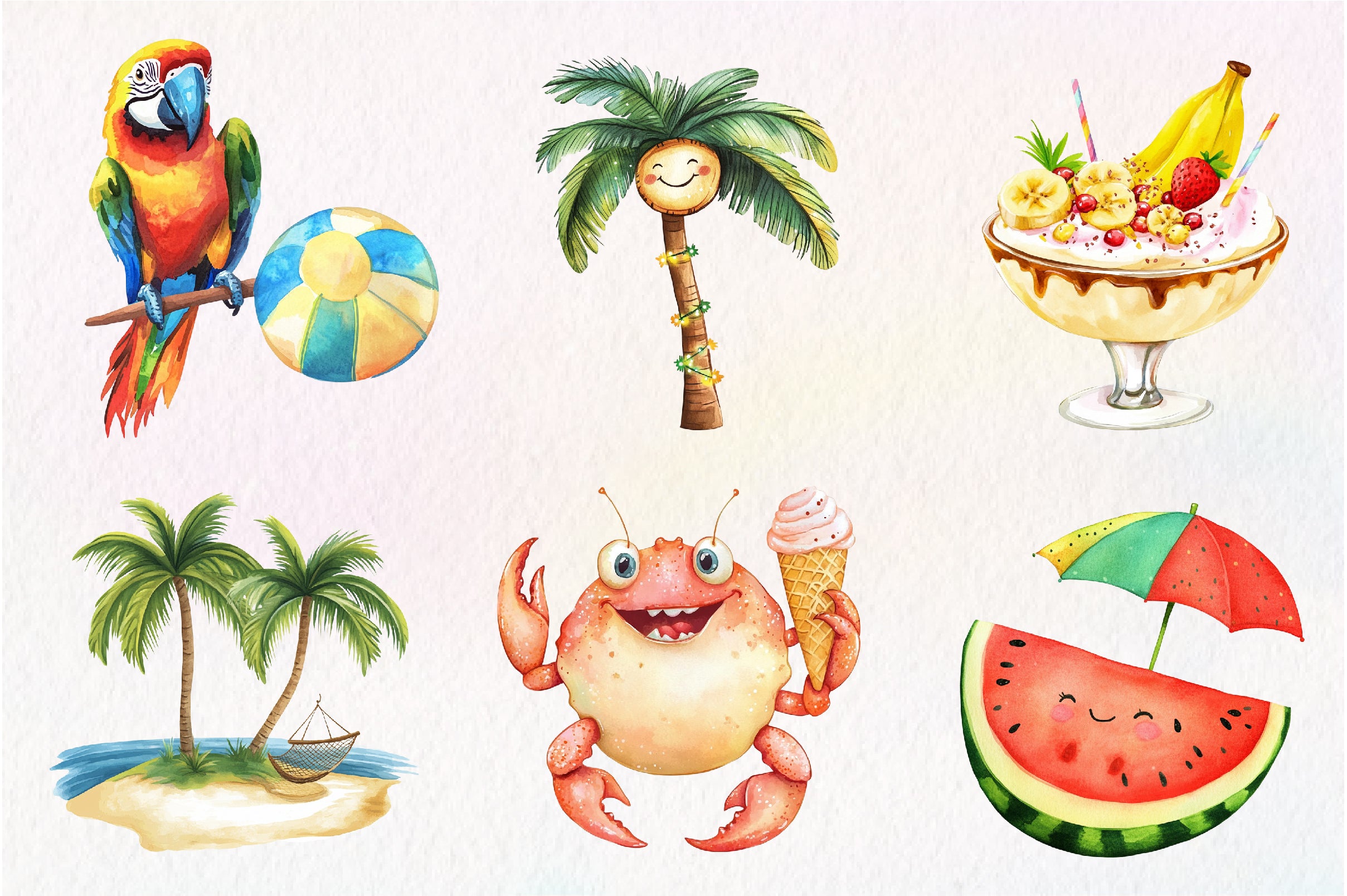 Tropical Cute Summer Clipart Bundle - CraftNest - Digital Crafting and Art