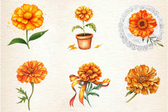 Fall Marigold Clipart Bundle 2 - CraftNest - Digital Crafting and Art