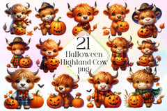 Cute Highland Cow Halloween Clipart Bundle 2 - CraftNest - Digital Crafting and Art