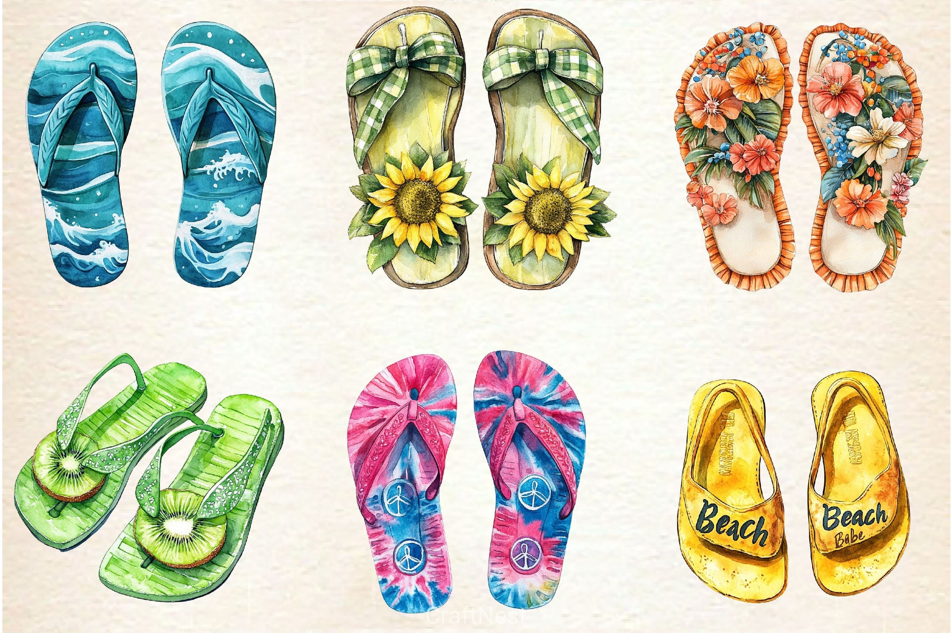 Summer Flip Flops Clipart Bundle 2 - CraftNest - Digital Crafting and Art