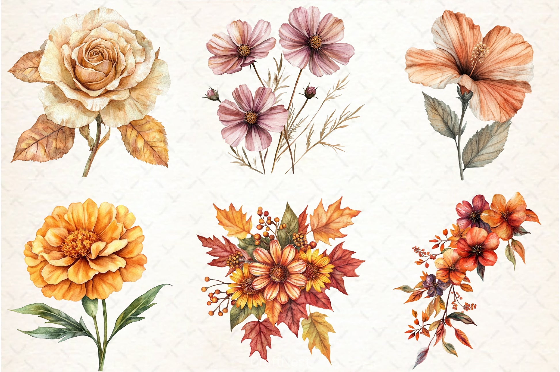 Fall Flower Clipart Bundle 2 - CraftNest - Digital Crafting and Art