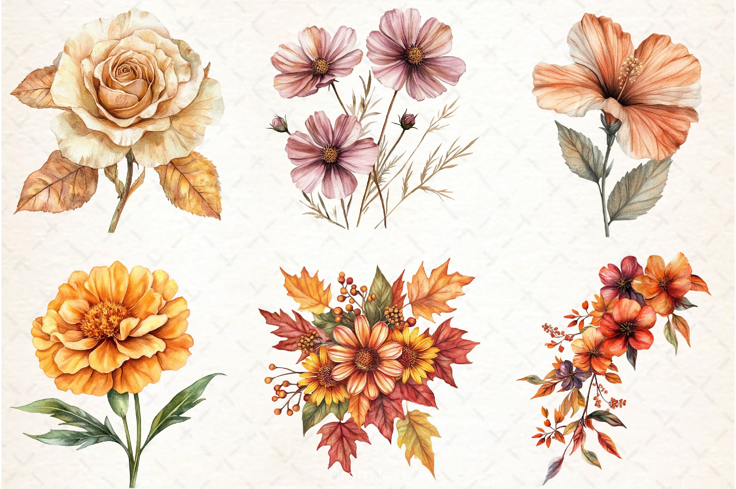 Fall Flower Clipart Bundle 2 - CraftNest - Digital Crafting and Art