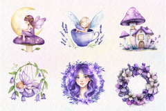 Magical Garden Purple Fairies Clipart Bundle 1 - CraftNest - Digital Crafting and Art