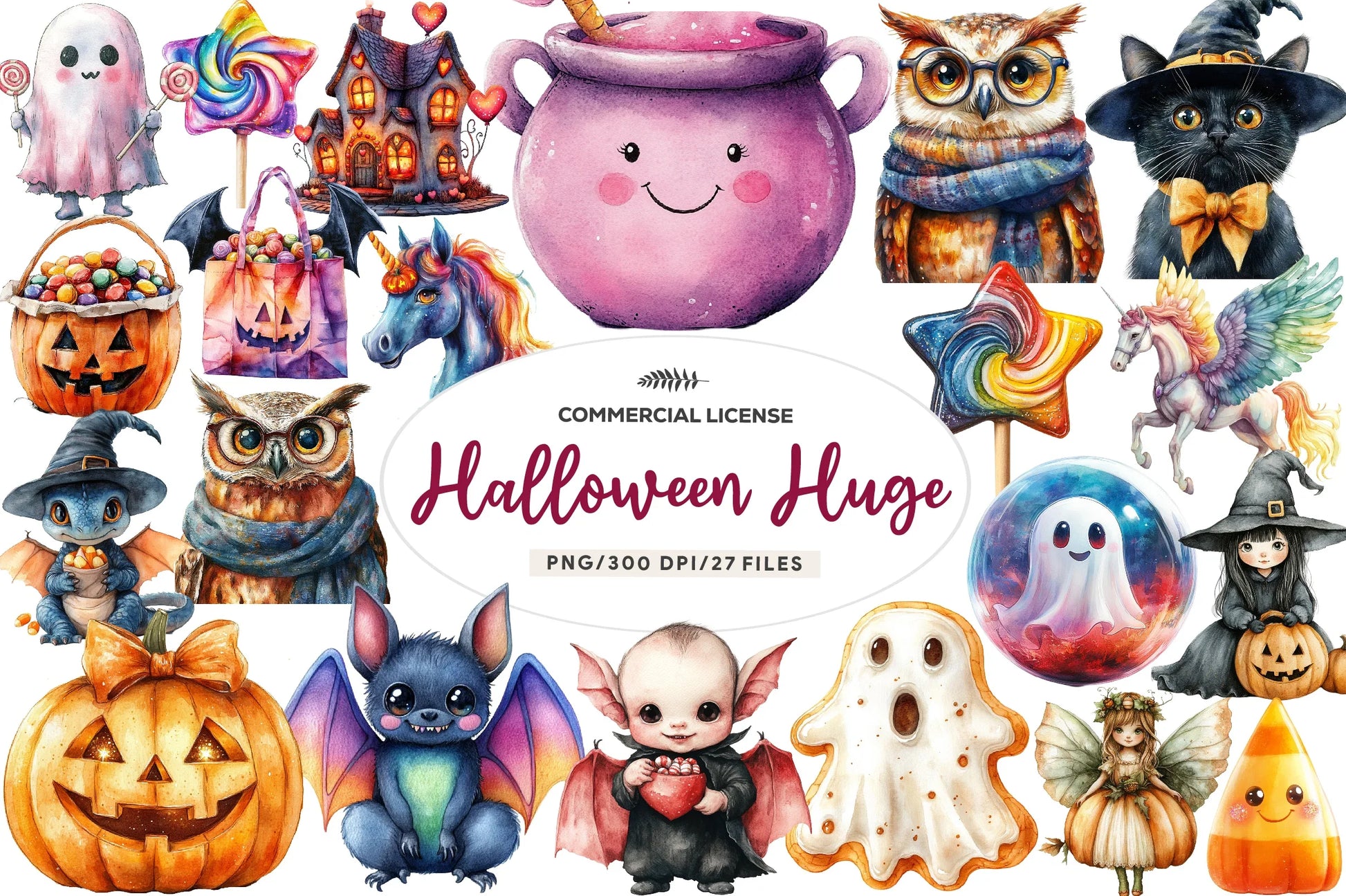 Cute Halloween Huge Clipart Bundle - CraftNest - Digital Crafting and Art