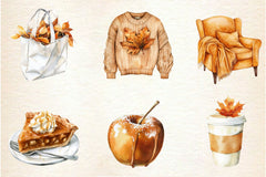 Cozy Caramel & White Fall Clipart Bundle 2 - CraftNest - Digital Crafting and Art