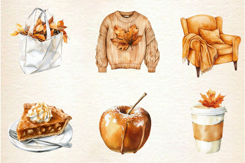 Cozy Caramel & White Fall Clipart Bundle 2 - CraftNest - Digital Crafting and Art