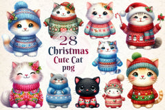 Cute Christmas Cat Clipart Bundle - CraftNest - Digital Crafting and Art