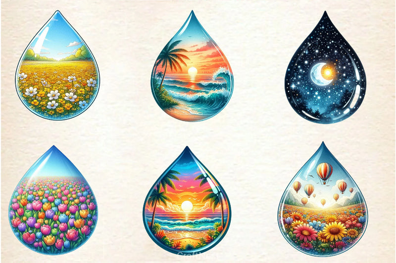 Landscape Water Droplet Clipart Bundle 3 - CraftNest - Digital Crafting and Art