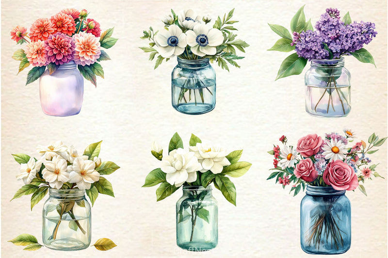 Flower In Jar Clipart Bundle 2 - CraftNest - Digital Crafting and Art