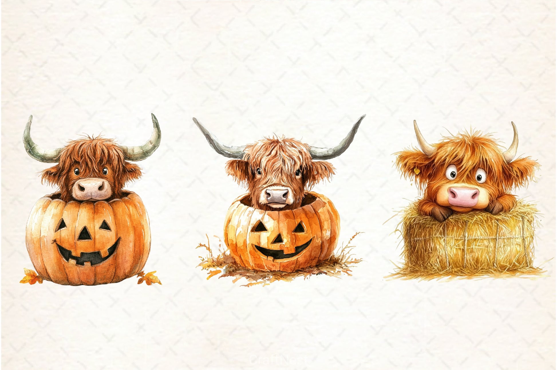Autumn Highland Cow Clipart Bundle 6 - CraftNest - Digital Crafting and Art